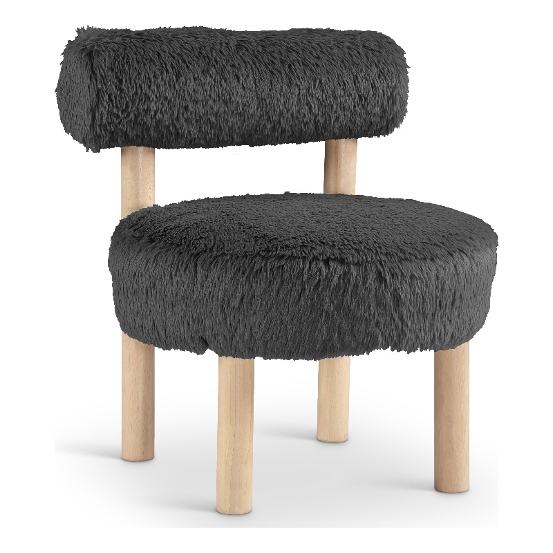 Meridian Furniture Ambre Black Vegan Shearling Fabric Upholstered Accent Chair