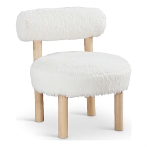Meridian Furniture Ambre Cream Vegan Shearling Fabric Upholstered Accent Chair