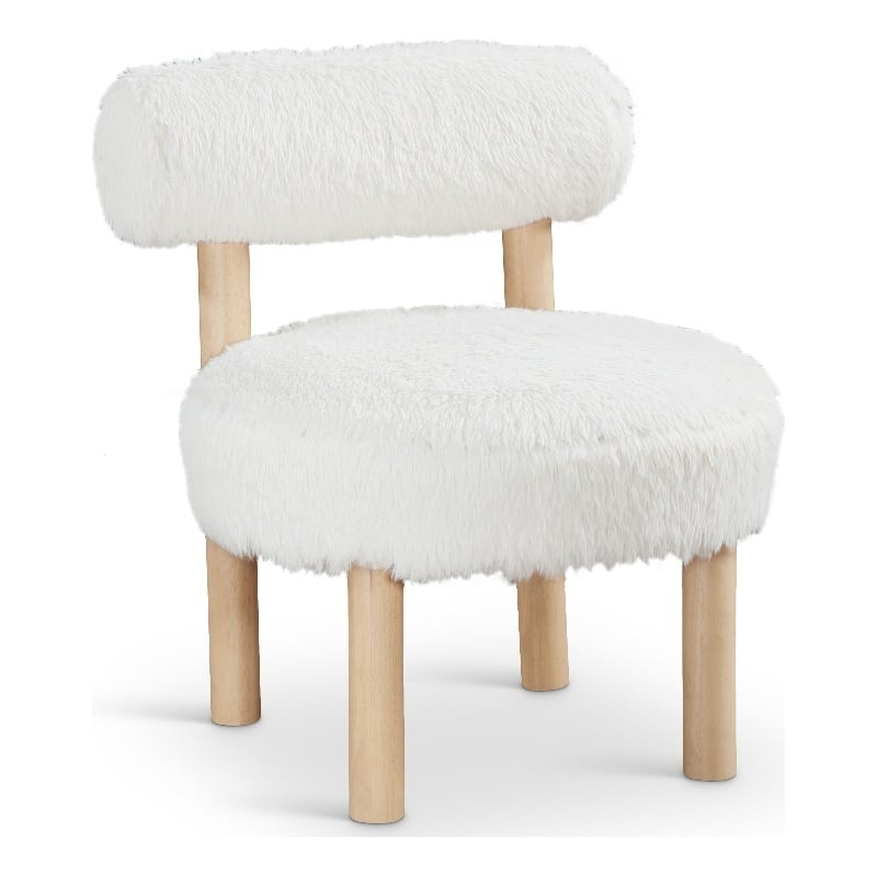 Meridian Furniture Ambre Cream Vegan Shearling Fabric Upholstered Accent Chair