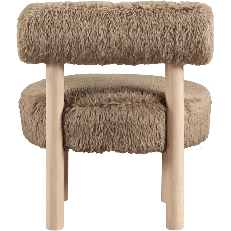 Meridian Furniture Ambre Tan Vegan Shearling Fabric Upholstered Accent Chair