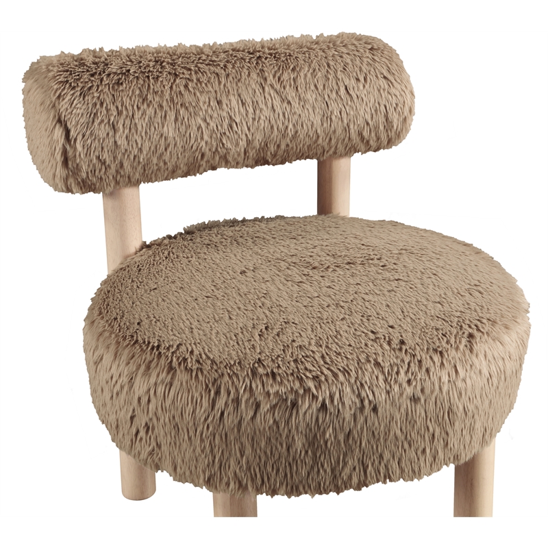 Meridian Furniture Ambre Tan Vegan Shearling Fabric Upholstered Accent Chair