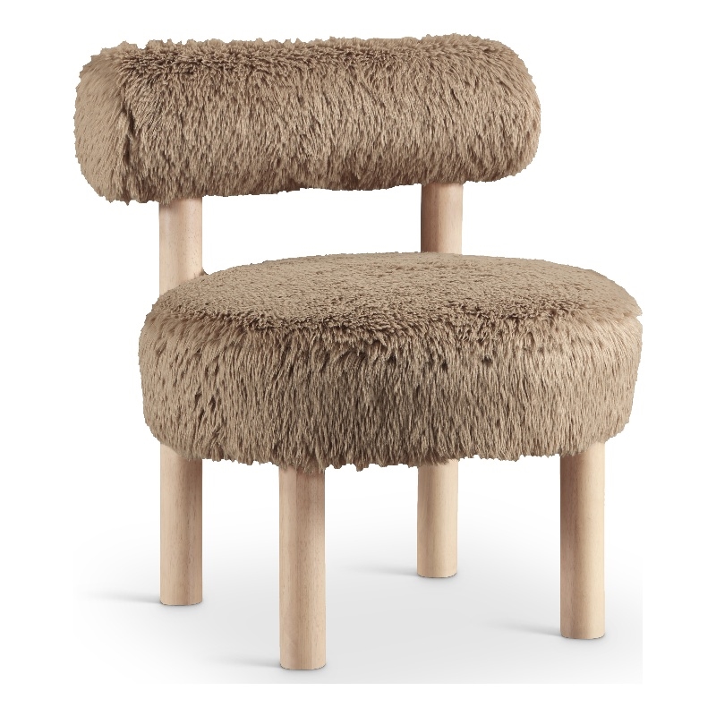 Meridian Furniture Ambre Tan Vegan Shearling Fabric Upholstered Accent Chair