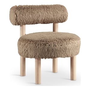 Meridian Furniture Ambre Tan Vegan Shearling Fabric Upholstered Accent Chair