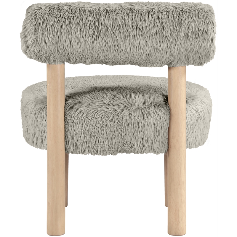 Meridian Furniture Ambre Taupe Vegan Shearling Fabric Upholstered Accent Chair