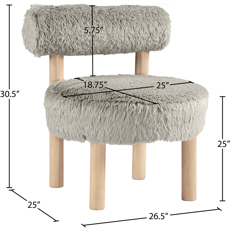 Meridian Furniture Ambre Taupe Vegan Shearling Fabric Upholstered Accent Chair