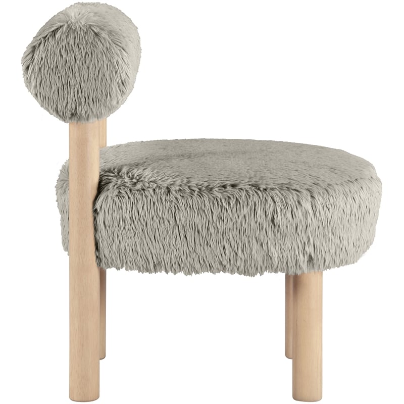 Meridian Furniture Ambre Taupe Vegan Shearling Fabric Upholstered Accent Chair