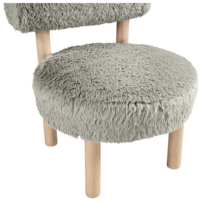 Meridian Furniture Ambre Taupe Vegan Shearling Fabric Upholstered Accent Chair