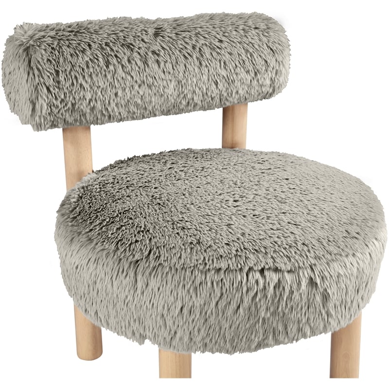 Meridian Furniture Ambre Taupe Vegan Shearling Fabric Upholstered Accent Chair