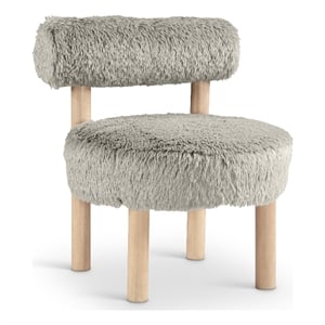 Meridian Furniture Ambre Taupe Vegan Shearling Fabric Upholstered Accent Chair