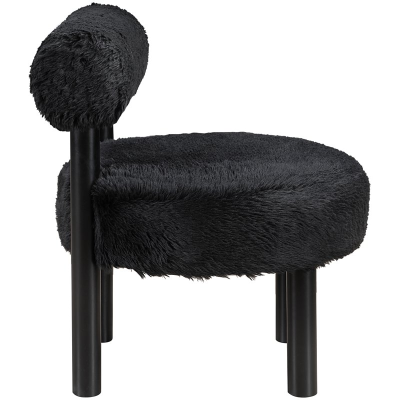 Meridian Furniture Ambre Black Vegan Shearling Fabric Upholstered Accent Chair
