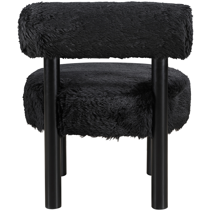 Meridian Furniture Ambre Black Vegan Shearling Fabric Upholstered Accent Chair