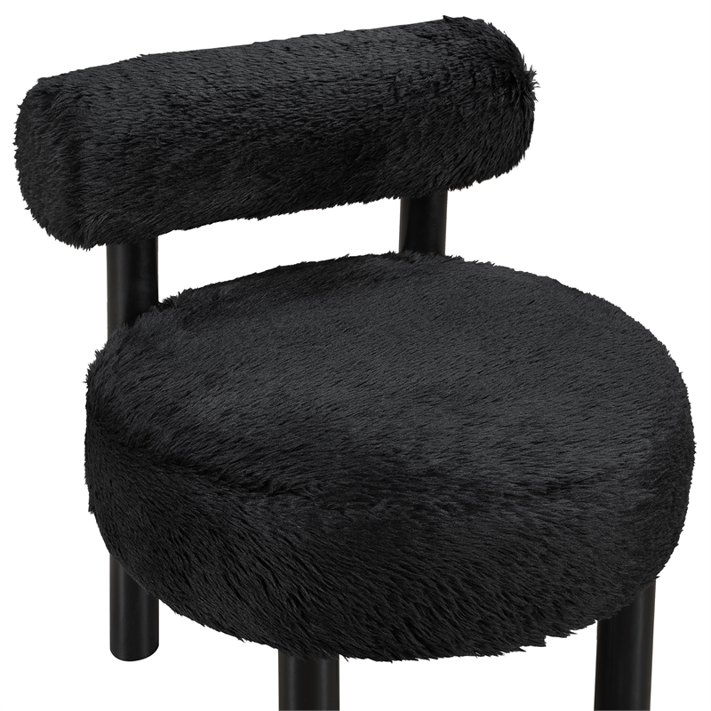 Meridian Furniture Ambre Black Vegan Shearling Fabric Upholstered Accent Chair