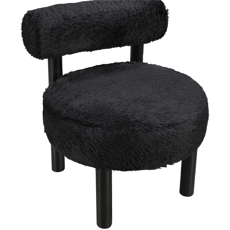 Meridian Furniture Ambre Black Vegan Shearling Fabric Upholstered Accent Chair