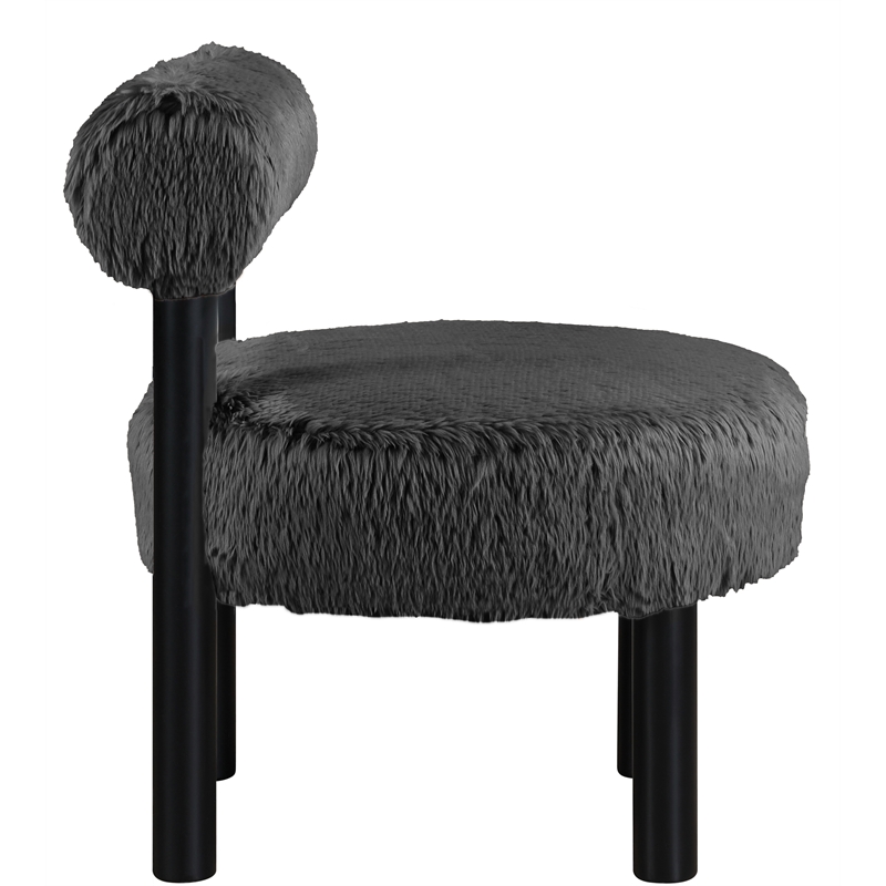 Meridian Furniture Ambre Black Vegan Shearling Fabric Upholstered Accent Chair