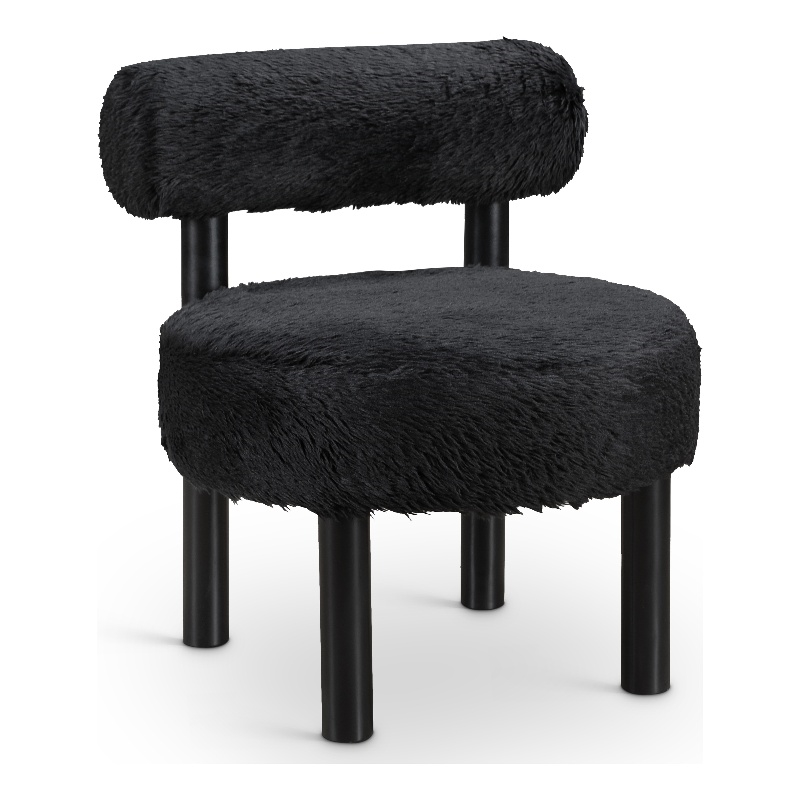 Meridian Furniture Ambre Black Vegan Shearling Fabric Upholstered Accent Chair