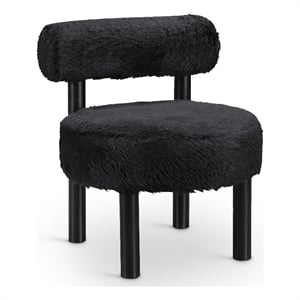 Meridian Furniture Ambre Black Vegan Shearling Fabric Upholstered Accent Chair