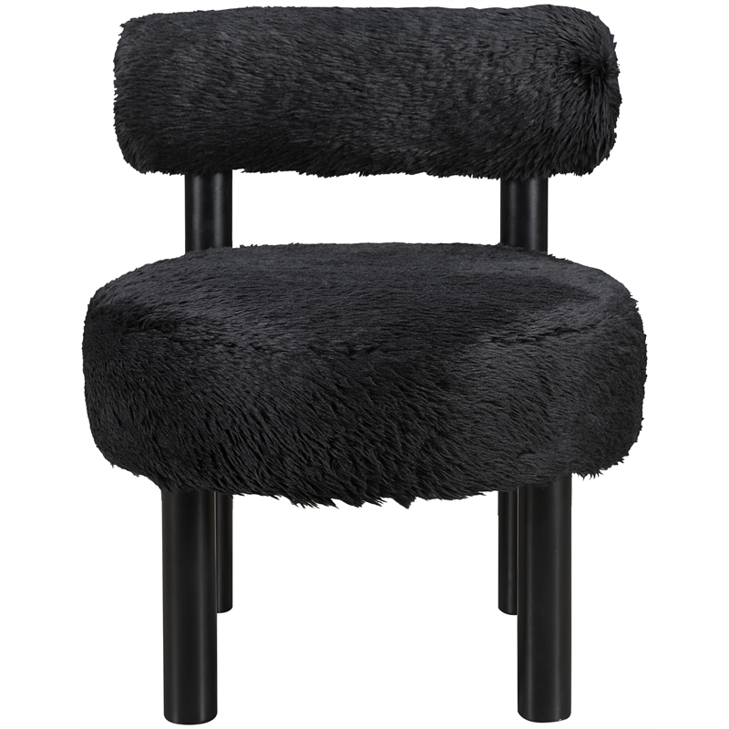 Meridian Furniture Ambre Black Vegan Shearling Fabric Upholstered Accent Chair
