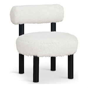 Meridian Furniture Ambre Cream Vegan Shearling Fabric Upholstered Accent Chair