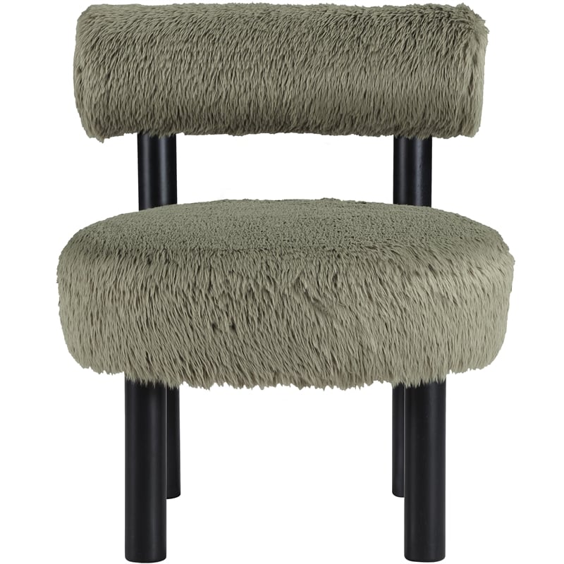 Meridian Furniture Ambre Green Vegan Shearling Fabric Upholstered Accent Chair
