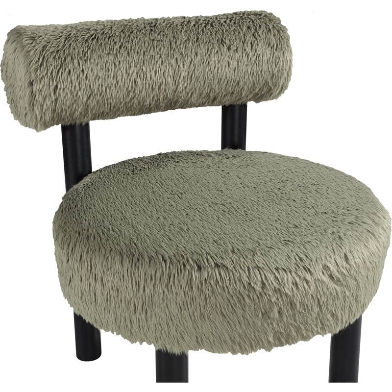 Meridian Furniture Ambre Green Vegan Shearling Fabric Upholstered Accent Chair