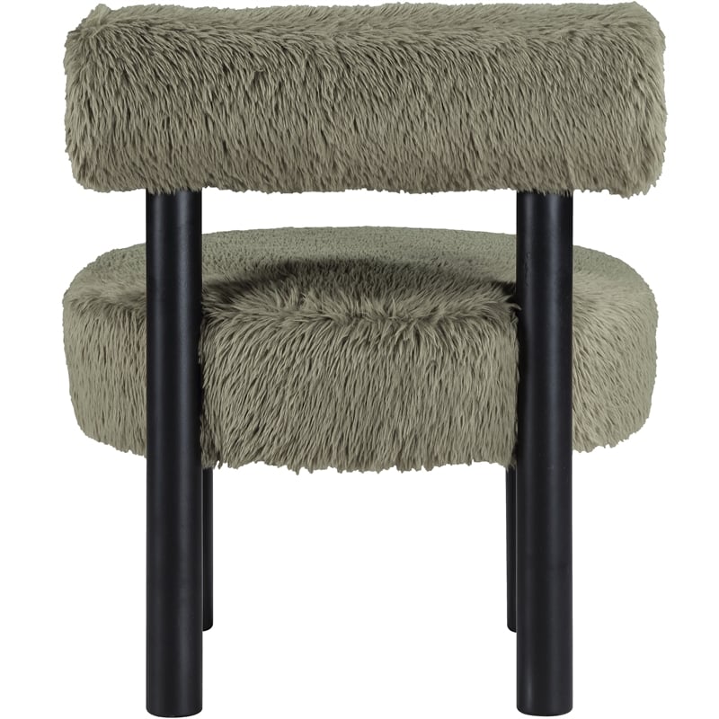 Meridian Furniture Ambre Green Vegan Shearling Fabric Upholstered Accent Chair