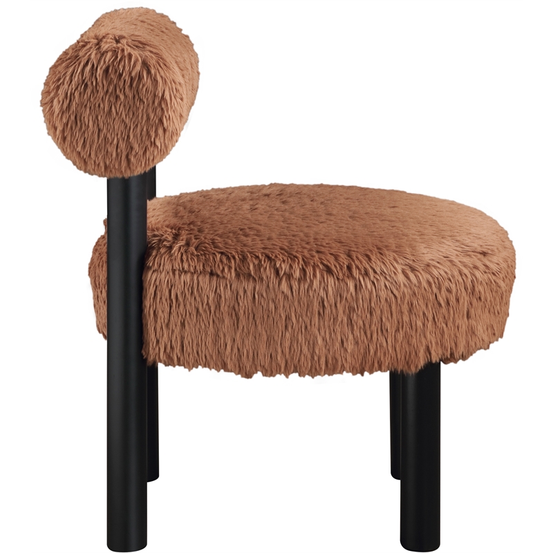 Meridian Furniture Ambre Saddle Vegan Shearling Fabric Upholstered Accent Chair