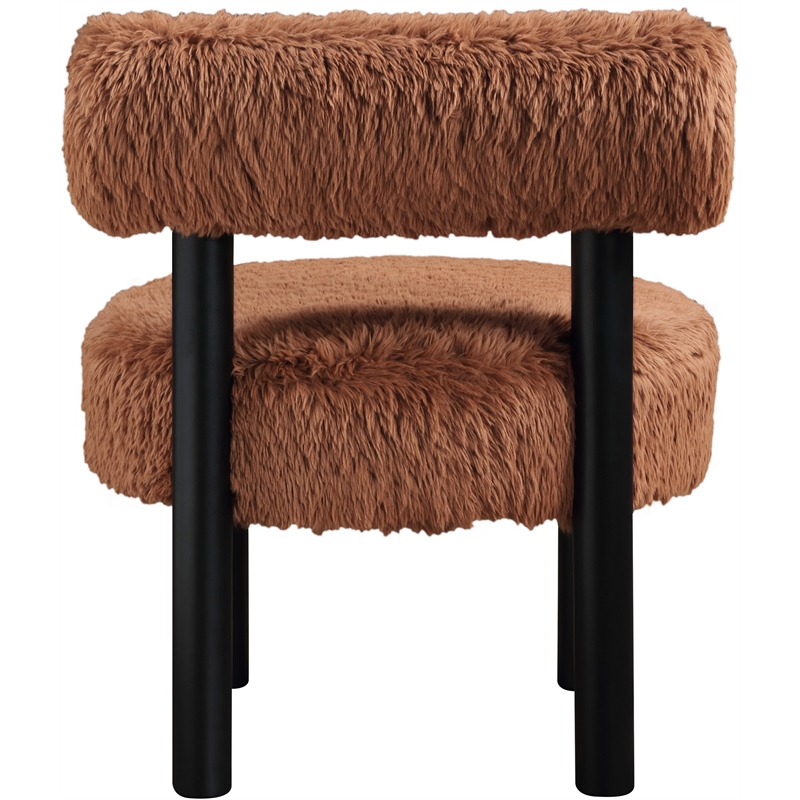 Meridian Furniture Ambre Saddle Vegan Shearling Fabric Upholstered Accent Chair