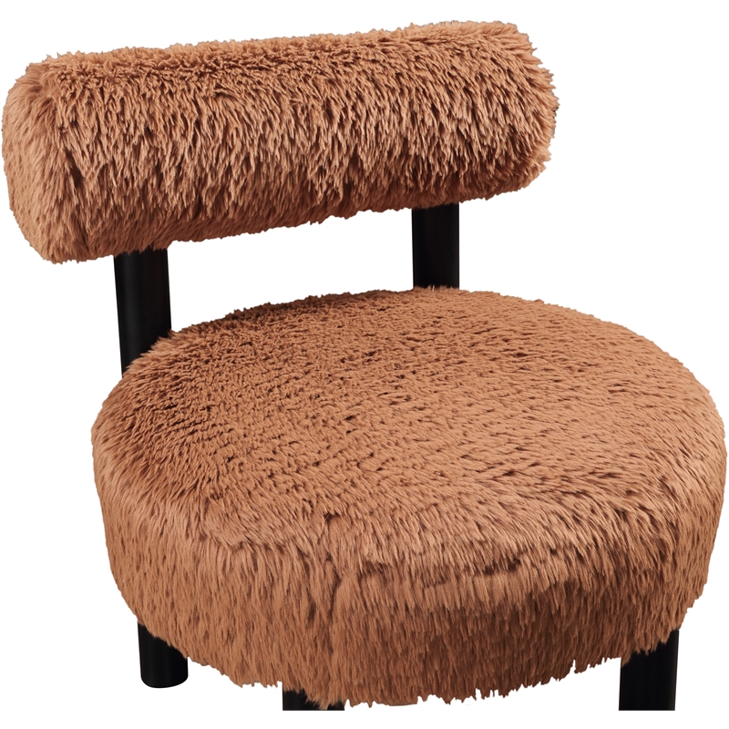 Meridian Furniture Ambre Saddle Vegan Shearling Fabric Upholstered Accent Chair