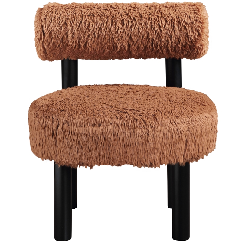 Meridian Furniture Ambre Saddle Vegan Shearling Fabric Upholstered Accent Chair