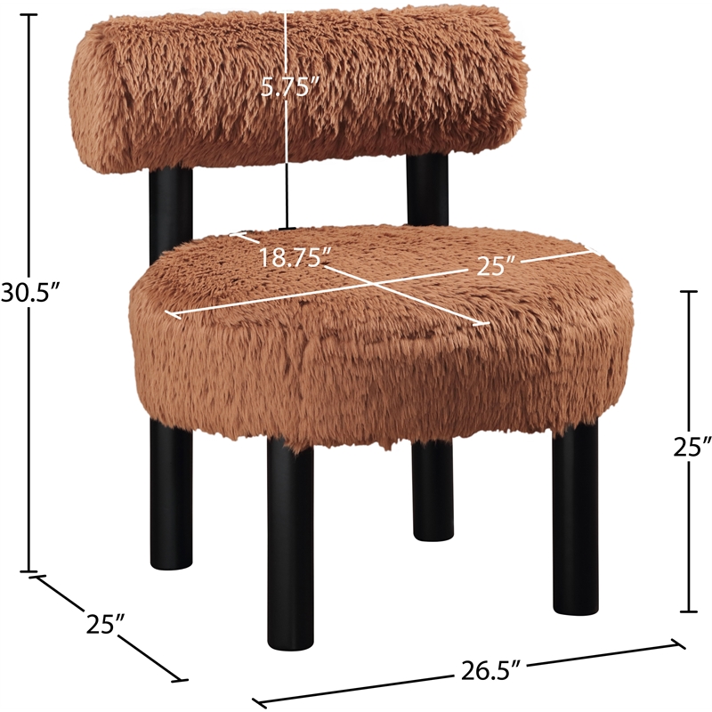 Meridian Furniture Ambre Saddle Vegan Shearling Fabric Upholstered Accent Chair