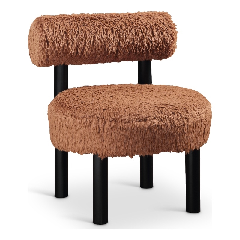 Meridian Furniture Ambre Saddle Vegan Shearling Fabric Upholstered Accent Chair