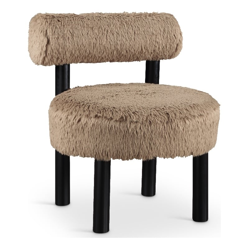 Meridian Furniture Ambre Tan Vegan Shearling Fabric Upholstered Accent Chair