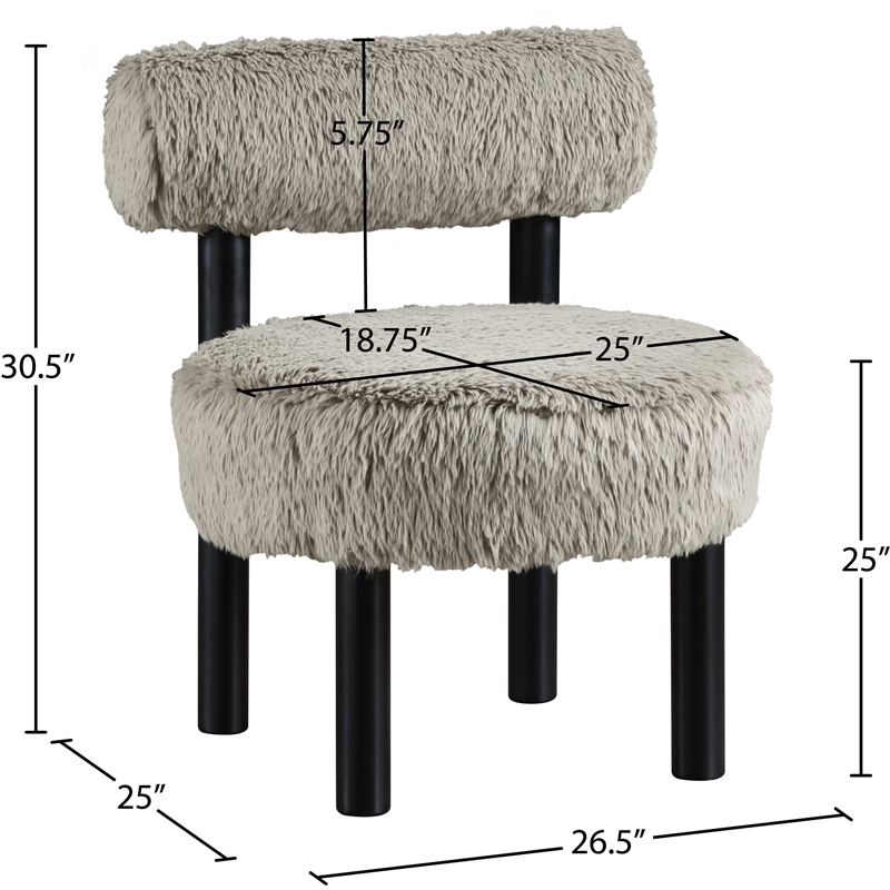 Meridian Furniture Ambre Taupe Vegan Shearling Fabric Upholstered Accent Chair