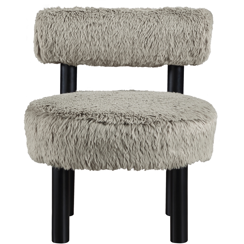 Meridian Furniture Ambre Taupe Vegan Shearling Fabric Upholstered Accent Chair