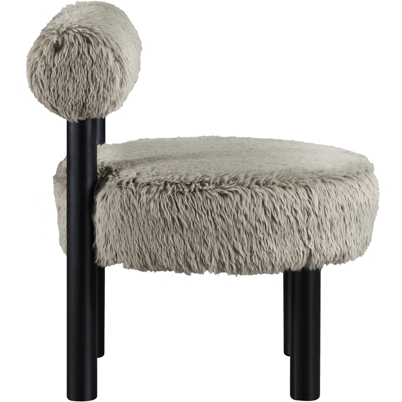 Meridian Furniture Ambre Taupe Vegan Shearling Fabric Upholstered Accent Chair