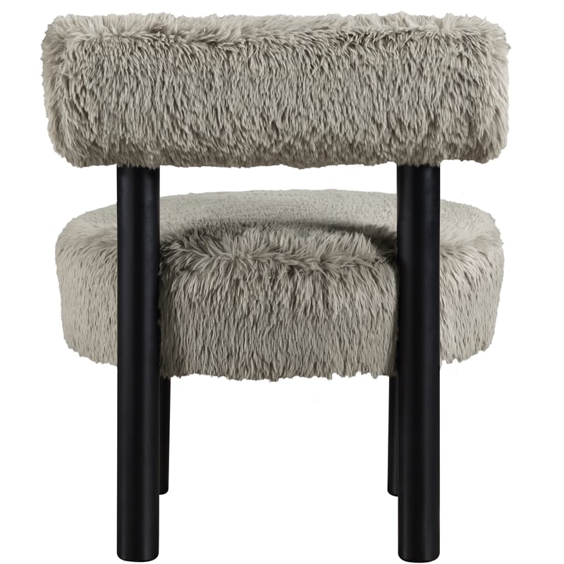 Meridian Furniture Ambre Taupe Vegan Shearling Fabric Upholstered Accent Chair