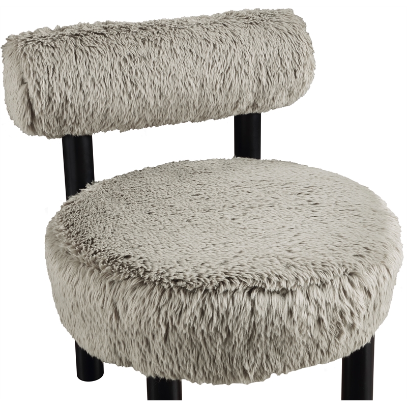 Meridian Furniture Ambre Taupe Vegan Shearling Fabric Upholstered Accent Chair