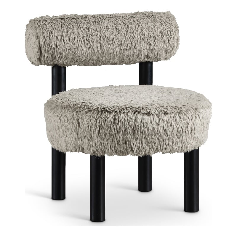 Meridian Furniture Ambre Taupe Vegan Shearling Fabric Upholstered Accent Chair