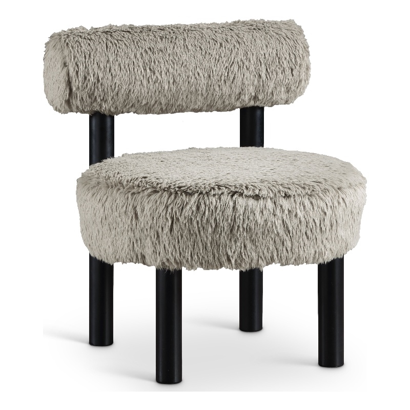 Meridian Furniture Ambre Taupe Vegan Shearling Fabric Upholstered Accent Chair