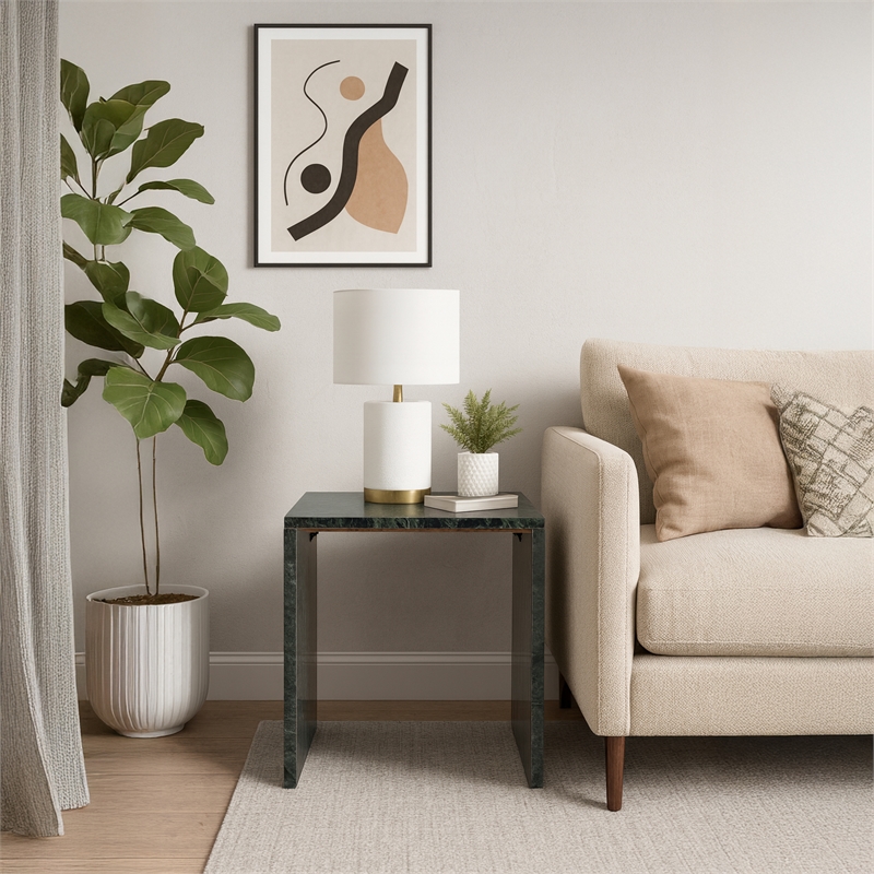 Meridian Furniture Pienza Green Marble End Table