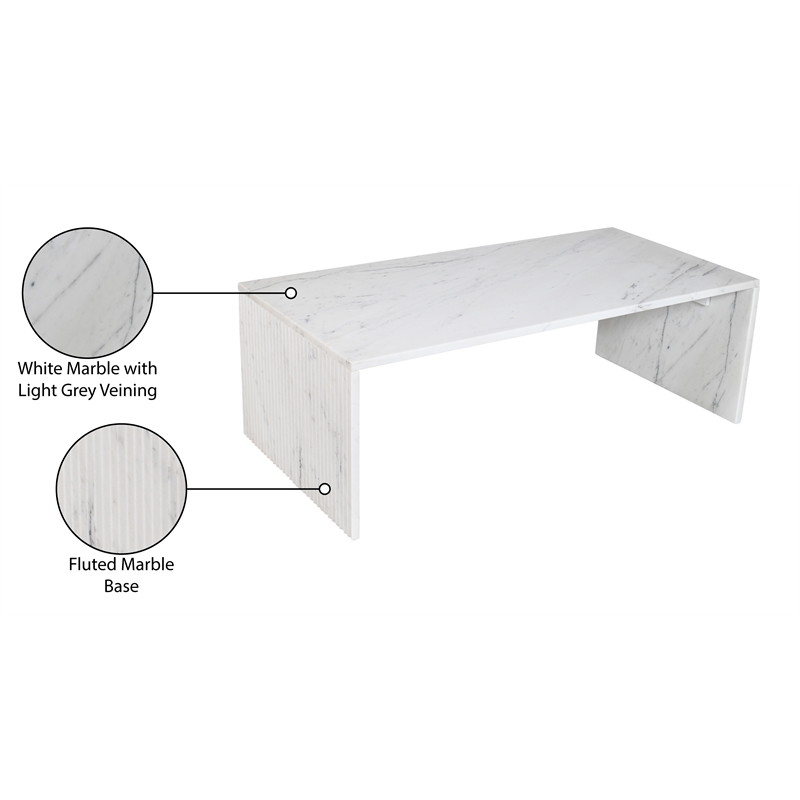Meridian Furniture Pienza White Marble Coffee Table