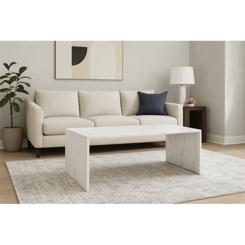 Meridian Furniture Pienza White Marble Coffee Table