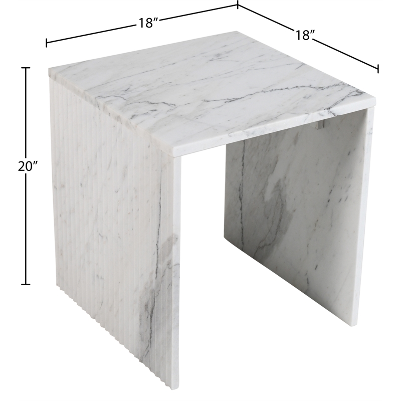 Meridian Furniture Pienza White Marble End Table