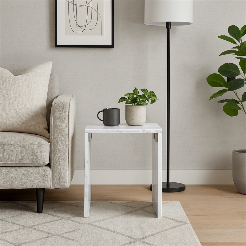 Meridian Furniture Pienza White Marble End Table
