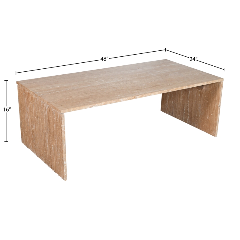 Meridian Furniture Pienza Beige Travertine Coffee Table