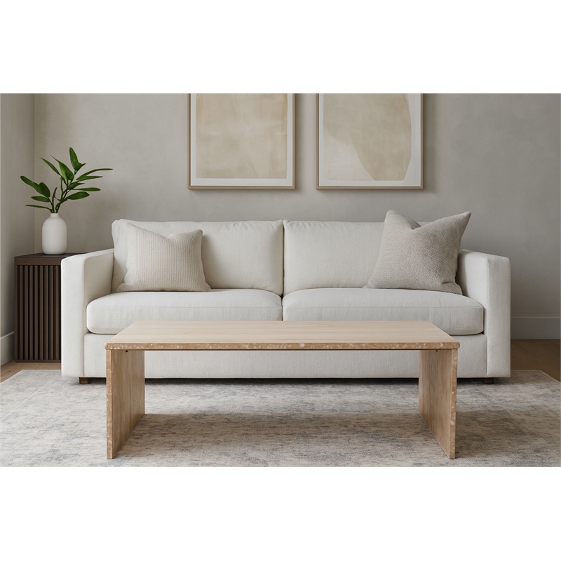 Meridian Furniture Pienza Beige Travertine Coffee Table