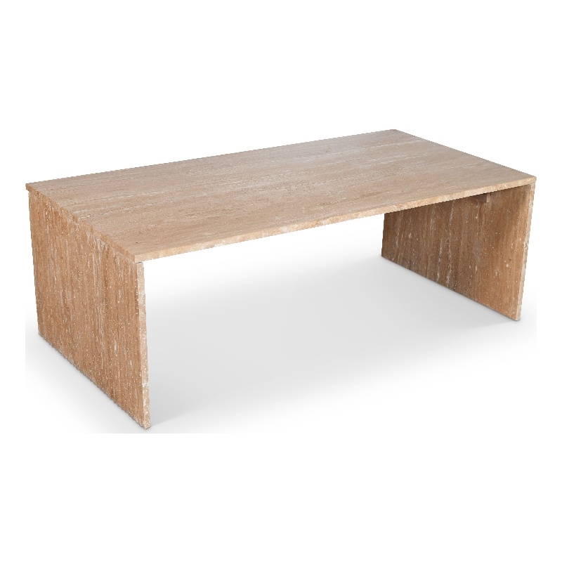 Meridian Furniture Pienza Beige Travertine Coffee Table