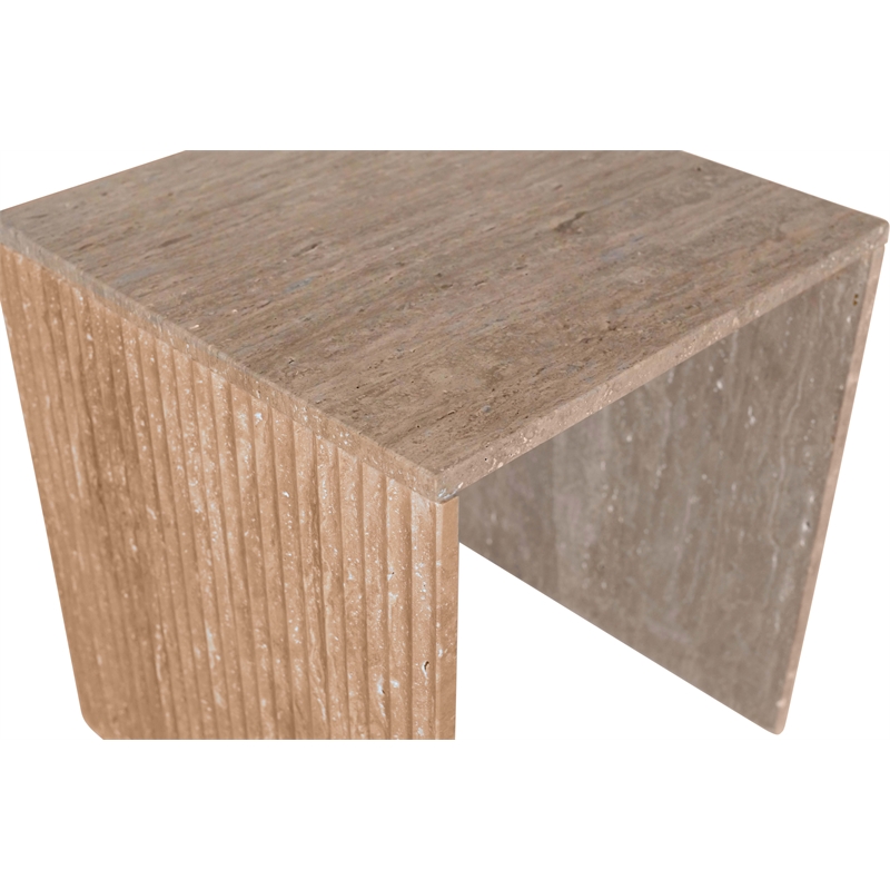 Meridian Furniture Pienza Beige Travertine End Table
