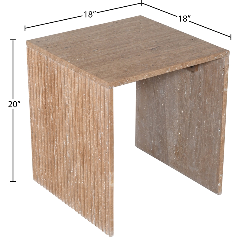 Meridian Furniture Pienza Beige Travertine End Table