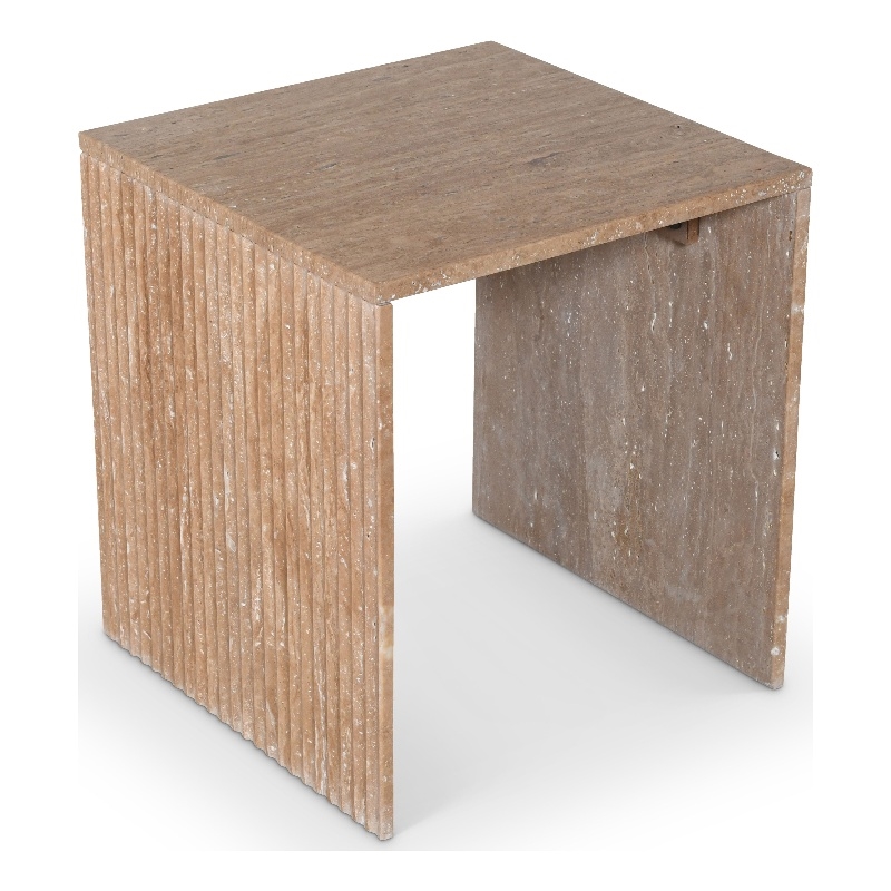 Meridian Furniture Pienza Beige Travertine End Table